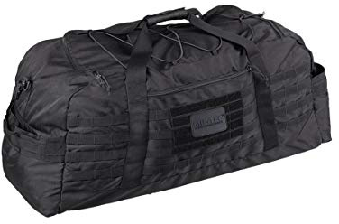 Mil-Tec Fliegertasche Combat • Taktische Reisetasche mit MOLLE-System • Kompakte Umhängetasche Herren • Mit Schultergurt, Tragegriffen, viel Stauraum • Als Sporttasche, Einsatztasche • L, Schwarz