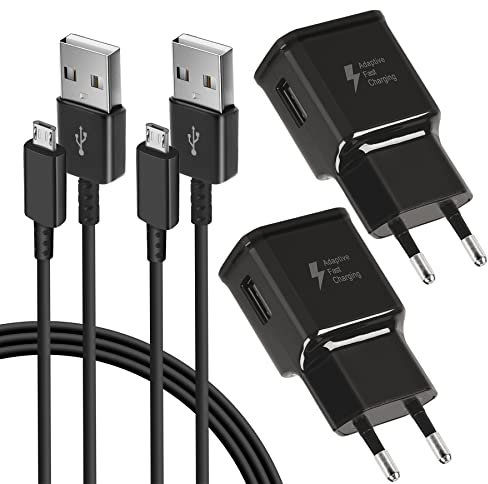 KAIMENGLONG Lot de 2 Chargeurs Rapides USB avec Câble de Charge Micro USB de 1,5 m pour Samsung Galaxy S7/S6/S2 S3/S4/S5 Edge/J3/J7/Note 5, Note 4, LG Stylo 2 3 Plus, Moto G5/E6/E5/E4