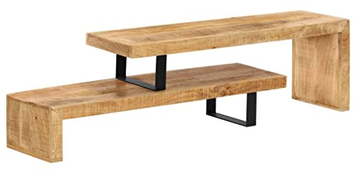 GOLINPEILO Wooden TV Stand with Wrought Iron Legs, Lowboard, Sideboard, Side Table, Solid Mango Wood