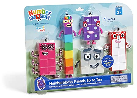 hand2mind Numberblocks Friends Six to Ten Figures – Official Licensed Character Action Figure Set, Numbers and Counting Figurines, Pretend Play Toys, for Kids Ages 3, 4, 5, 6, 7