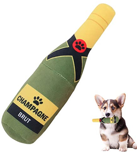 smashing Vinflaska hundleksak, söt hund interaktiv valp pipleksak – hundleksak, rolig pipande hundleksak, tuggleksak för små, medelstora hundar