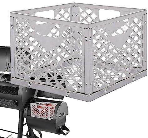 Kasmole Cesta para carbón de Acero Inoxidable | Caja de carbón Cuadrada Cesta para Asar a la Barbacoa Soporte para Briquetas de Carbón - para la mayoría de Las Parrillas de Ahumado Compensadas