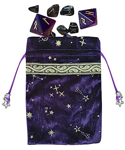 Tarot-Taschen und -beutel, Samt-Aufbewahrungstasche für Tarotkarten – Kordelzug-Tarot-Würfelbeutel, Hand-Geschenktüten, 13 x 18 cm, Stern-Mond-Muster, Tarotkarten, Stoffbeutel, Schmuckbeutel für