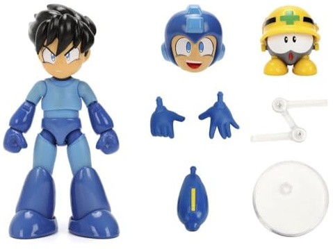 Jada Toys MEGA Man (11,5 cm) con MET – Personaggio mobile da collezione e action della serie Megaman, con testa alternativa, mani e accessori, per fan e collezionisti a partire dai 13 anni in su