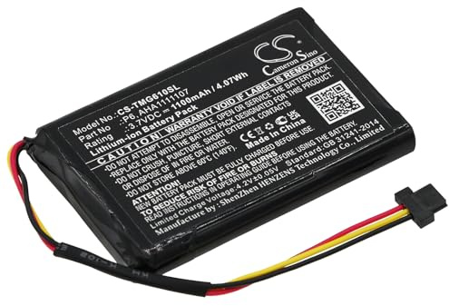 1100mAh / 4.07Wh Ersatzakku kompatibel mit Tomtom 4FA60, Go 610, Go Essential, AHA1111107, P6