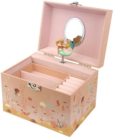 TROUSSELIER - Grande Boite à Bijoux Musicale Sirène - Vanity Case Enfant - Boite a Musique Fille - Coffret Musical Bijoux - Musique Menuet de Mozart - Cadeau Anniversaire Fille - Brille dans la nuit