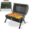 Pukomc Grill-42 * 29 * 29cm Tragbarer Holzkohlegrill Klappbarer Doppe Grillfläche für Outdoor-Barbeque Camping, Terrasse, Garten Grün