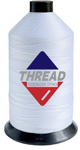 Sissewpro Thick Bonded Nylon Thread for Upholstery Thread Heavy Duty Thread, Strong White Thread for Leather Sewing, Saddles，Harness，Awnings,Canvas,Webbings #207 Tex210 16oz 2000yds