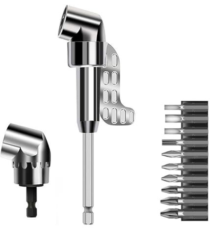 Bogoro Accesorios De Taladro Angular Destornillador En Ángulo De 105° Con Cabeza De Destornillador Multifuncional Vástago Hexagonal De 1/4 Pulgadas Para Trabajadores De La Construcción De Garaje