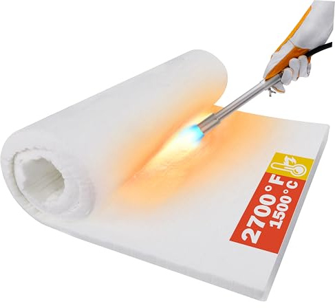 XARILK 152 X 61 X 2.5 cm Ceramic Fiber Insulation Blanket | 1500℃/2700℉ Fireproof Insulation, Heat Resistance for Stove Baffle, Fireplace, Furnace, Pizza Oven, Kiln & Forge