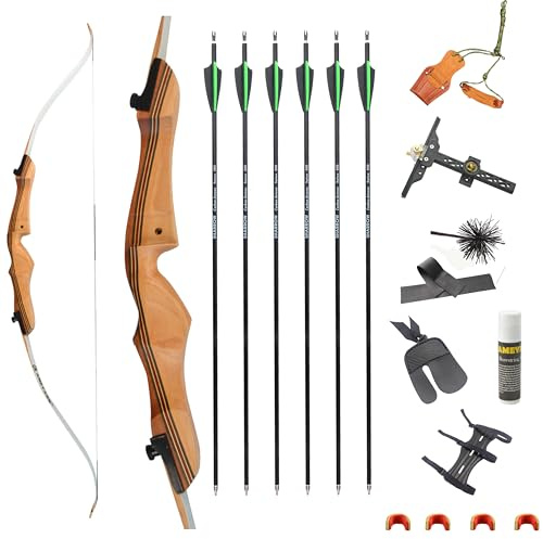 FQH 68'' Archery Recurve Bow Set 16-38 lbs Takedown Recurve bow for Adult Beginner Youngster for Outdoor Hunting Target Arrow Practice Shooting Set Accessories (Basic Bow Set, 18 LBS)