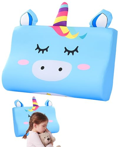 YANGUN Schlummerkids Almohada para niños, 45 x 27 cm, cojín para niños, diseño de animales kawaii, ergonómico, transpirable y agradable para la piel