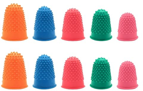 10 Pcs 5 Sizes Multi-Color Rubber Finger Tips Reusable Finger Protectors for Money Counting Paper Sorting Collating Crafts