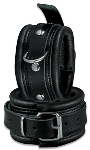 Bondage echt Leder Hand Fesseln gepolstert schwarz Handfesseln in TOP Qualität