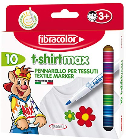 Fibracolor T-Shirt Max confezione 10 pennarelli per tessuti punta pennello