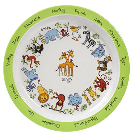 Tyrrell Katz Kids Jungle Printed Plate in Melamine - Dishwasher Safe Children's Outdoor Dining Everyday Tableware - 21.5 cm