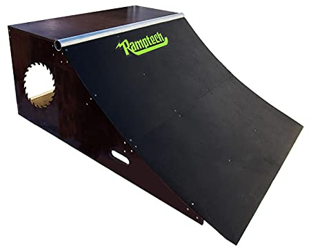 Ramptech Quarterpipe Ramp (2' Tall x 4' Wide) - Weatherproof, Heavy-Duty Indoor and Outdoor DIY Skateboard Ramp Kit - Portable Skateboarding Ramps with Caster Wheels and High Friction ABS Surfacing