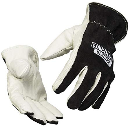 Lincoln Electric Welders Leather Drivers Gloves | Top Grain & Split Leather | Cotton Liner | Large | K3770-L, White