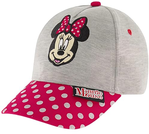 Disney Little Baseball Cap, Minnie Mouse Adjustable Girl Hats for Kids Ages 4-7, Red/Grey Polka Dots
