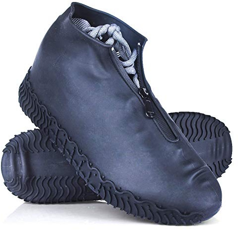 JUDA Cubierta del Zapato Impermeable, Funda de Silicona para Zapatos con Suela Antideslizante, Lavable Cubierta del Zapato Reutilizable para Días de Lluvia y Nieve (L (39-42), Negro)
