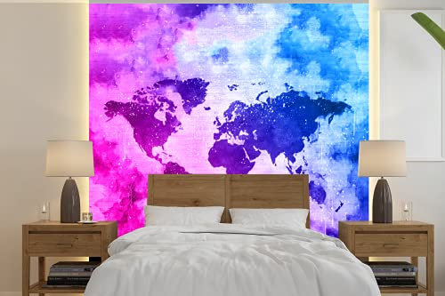 Selbstklebend Tapete Wandpapier Wandaufkleber Fototapete Tapeten Wanddeko 300x300 cm Weltkarte - Rauch - Farben