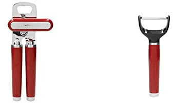 KitchenAid Stainless Steel Tin Opener – Empire Red & Stainless Steel Y Peeler - Empire Red