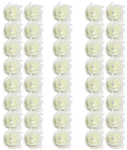 chiwanji 50 Stück Schaumrosen Schaumrosen Rosenköpfe für Tischdekoration Streurosen für Hochzeitsfeier, Sahne