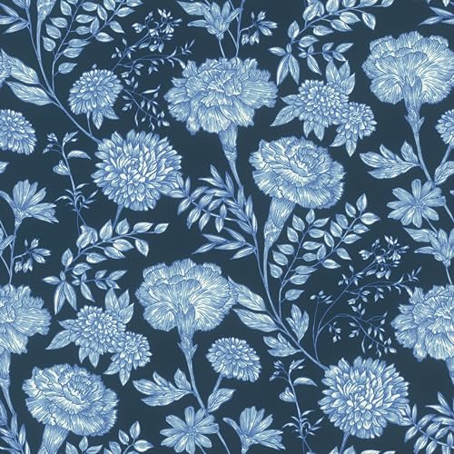 Rasch tapeter 865004 – fibertapet med blommor i blått från Symphony-kollektionen – 10,05 m x 0,53 m (L x B):