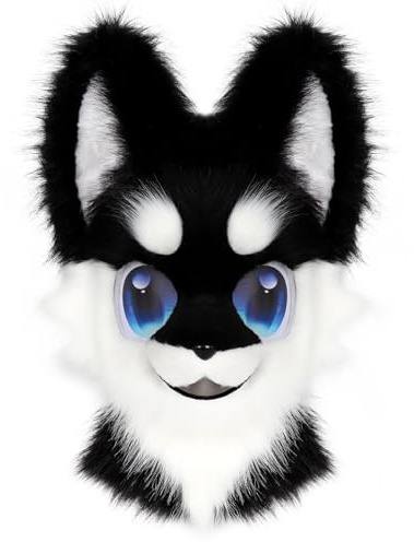 hbbhml Djurhuvud mask lurvig pälskostym plysch hund räv masker för halloween fester cosplay kostym tillbehör
