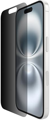 Belkin ScreenForce InvisiGlass iPhone 16 Privacy Screen Protector, scratch-resistant impact protection, easy align tray for bubble free application, recycled glass for iPhone 16, iPhone 15, 14 Pro