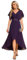 Ever-Pretty Women's A Line V Neck Applique Tea Length Wedding Guest Dress Dark Purple 8UK