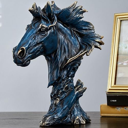 Collectible Horse Bust Figurine, Resin Horse Head Statue, 10.24 Tall Desk & Desktop Sculpture, Home Decor Handicraft