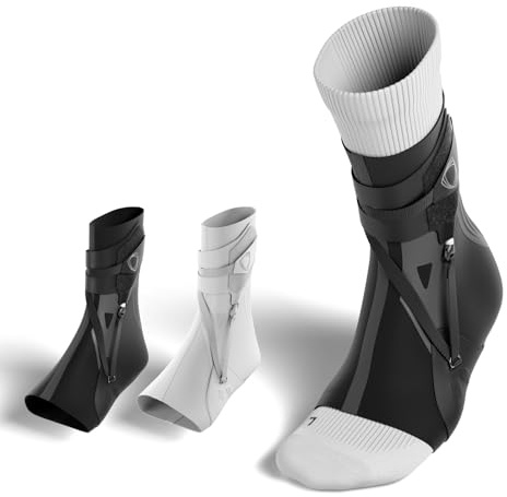 BETTERGUARDS 3.0 ankelband, dubbla lager ankelbandage för män och kvinnor. Maximalt skydd för ankelskador under basket, fotboll och andra sporter – svart (M, höger)