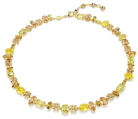 Swarovski Constella Collana Tennis, Gioiello con Cristalli Gialli e Ambra, Taglio Misto, Design All Around, Chiusura a Moschettone, Placcatura in Tonalità Oro, 36-40,5 cm, 1 cm