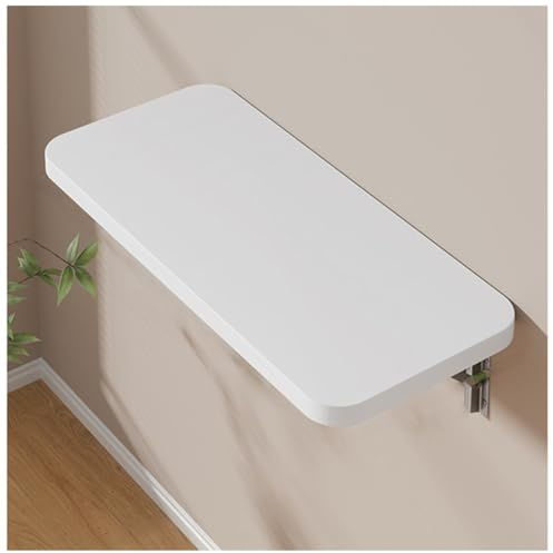 Tavolo da Lavoro Pieghevole A Parete,Tavolo Muro Richiudibile Salvaspazio Versatile,Tavolino Porta Pc da Parete in Legno per Soggiorno, Cucina E Studio,Bianca,60X20cm