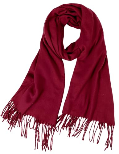 CIATBYYJ Varm halsduk dam, kashmirhalsdukar, mjuk dam pashmina vinterhalsduk, lång franshalsduk, lämplig för att hålla sig varm på höst, vinter och jul, Vinröd, 70 x 210 cm