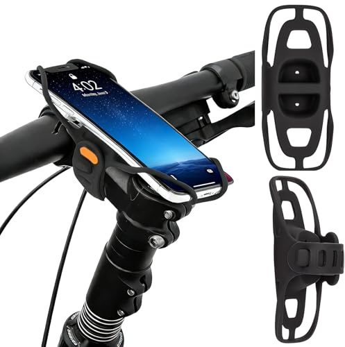 DabbOo Mobiltelefonhållare cykel senaste silikonstötdämpning 360° vridbar smartphone-hållare cykel telefonhållare cykel lämplig för racercyklar, barnvagnar, för telefon smartphone 4,0–7,2 tum