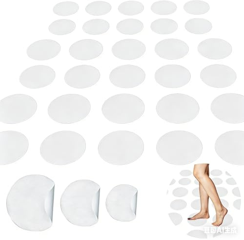 Dstarymnix Halkfria klistermärken, dusch, badkar, transparent, rund, självhäftande – halkfria kuddar, badkar för dusch, våtområde, Ø 5–10 cm, 30 stycken
