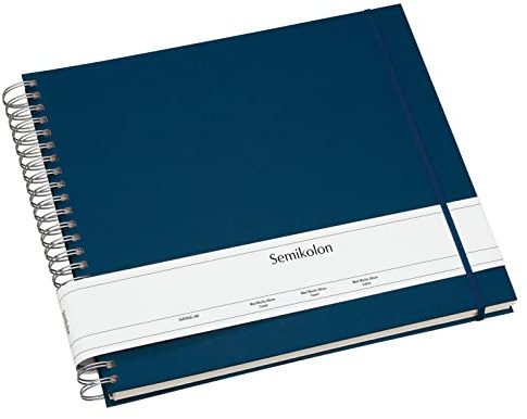 Semikolon 352994 Spiral Album Maxi Mucho - 34,5x30 cm - Fotoalbum, 90 Seiten cremeweiß, Fotobuch, marine blau
