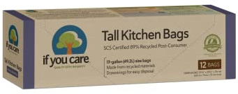 IF YOU CARE 13 Gallon 89% Recycled Tall Kitchen, Trash Bags, 12 Count