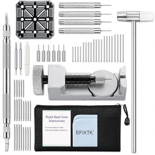 Watch Band Strap Link Pins Remover Repair Tool,24 in 1 Kit with 6 Extra Tips Replacement,20PCS Cotter Pin,Spring Bar Tool Set,1PCS Head Hammer