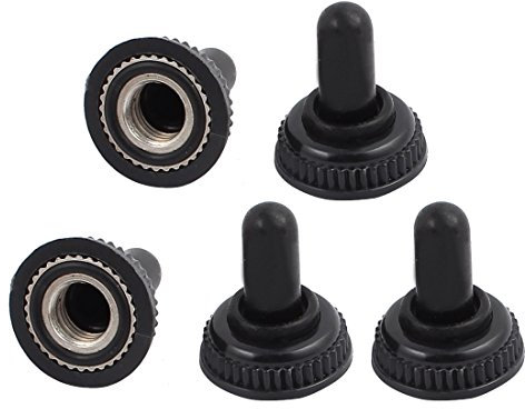 sourcing map 5Stk. Mini Kippschalter wasserdicht Gummi Abdeckung Kappe schwarz 6mm Gewinde