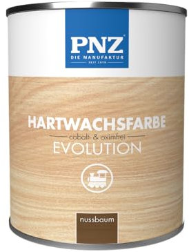 PNZ Hartwachsfarbe evolution für Innen | Nachhaltig hergestellt mit regionalen Rohstoffen | besonders strapazierfähig | Arbeitsplatten, Holzmöbel, Holz-Boden, Gebinde:0.75L, Farbe:nussbaum