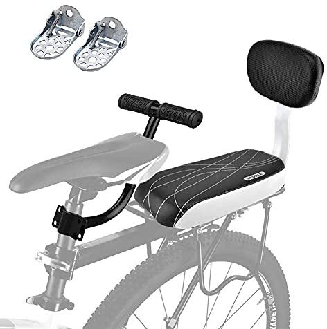 Coussin de Siège Arrière de Vélo avec Dossier, Siège de Vélo pour Enfant Siège Arrière avec Accoudoir et Repose-Pieds Universel Siège de Sécurité Vélo Enfant