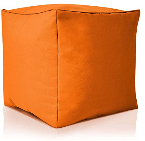 Green Bean© Pouf d'Extérieur-Tabouret 40x40x40cm avec Remplissage de Perles EPS - Extension & Add-on pour Poufs Coussin Pieds Sol Siège Enfants & Adultes Repose-Pieds Orange