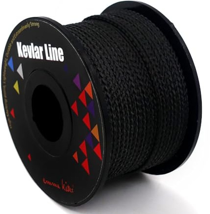 emma kites 100% Black Braided Kevlar Cord 30Ft 550Lb High Strength Flame Resistant for Fishing Backpacking Survival Model Rocket Wind Chime Outdoor Utility Cord