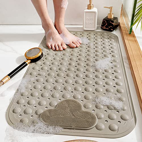 DINGC Tappetino doccia antiderapant con ventose e fori di drenaggio, tappetino doccia con cuscino massaggiante, tappetino da bagno doccia grande per la doccia del bagno 70 x 40 (marrone)