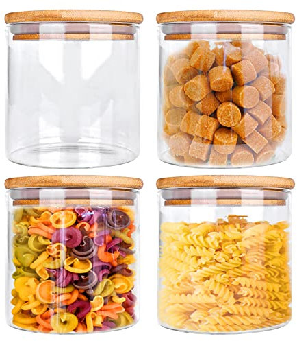 Vegena Vorratsgläser mit Deckel 4er set, 650ml Vorratsdosen Glas mit Deckel Luftdicht Aufbewahrung Küche Vorratsglas mit Deckel Glasbehälter Aufbewahrungsgläser (4)