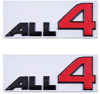 2 adesivi per badge auto con emblema ALL4 (nero rosso)