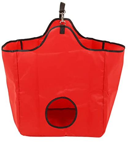 Ezweiji Caballos alimentación lenta bolsas de heno multiusos 600D tela Oxford revestimiento impermeable gran capacidad bolsa de heno portátil (rojo)
